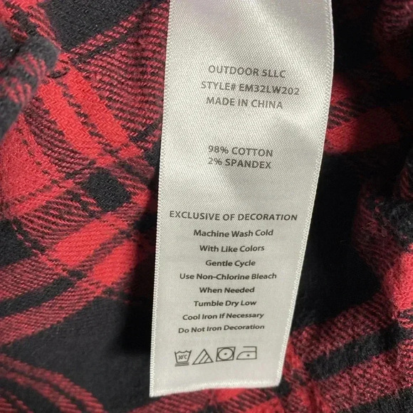 Eddie Bauer Shirt Men's Flannel Button Down Large Red Plaid - Picture 6 of 6